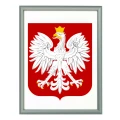 Godło Polski w ramie drewnianej metalizowanej 30 × 40 cm - różne kolory ramy