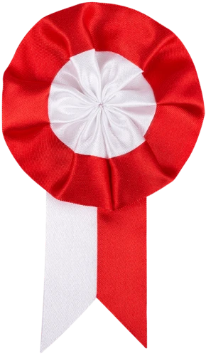 Kotylion narodowy - rozmiar 80 x 135 mm. Zestaw 20 sztuk.