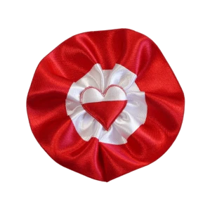 Kotylion narodowy z sercem - rozmiar 80 mm. Zestaw 20 sztuk.