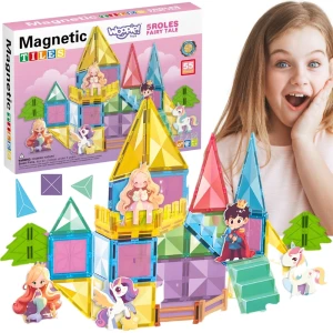 WOOPIE Klocki Magnetyczne Konstrukcyjne 3D Zestaw Edukacyjny Bajkowy Zamek 55el.