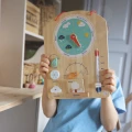 Tooky Toy Edukacyjne Pudełko Montessori Układanka Liczydło Tablica Pogody 6w1 od 3 Lat