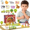 TOOKY TOY Drewniana Farma w Walizce Figurki Pojazdy