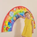 VIGA Drewniana Tablica Sensoryczno-Manipulacyjna EDU Tęcza Certyfikat FSC