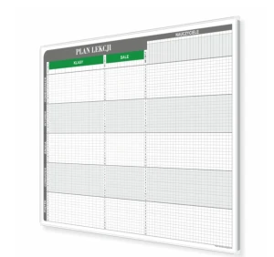 Plan lekcji T3 dla 20 klas, 20 sal i 40 nauczycieli 150x92cm, magnetyczny suchościeralny