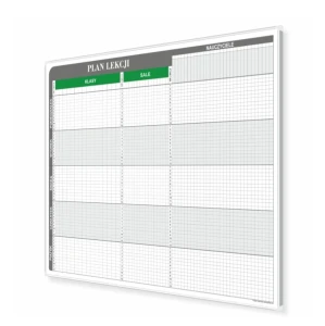 Plan lekcji T3 dla 25 klas, 25 sal i 40 nauczycieli 170x92cm, magnetyczny suchościeralny