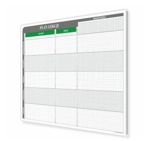 Plan lekcji T3 dla 30 klas, 30 sal i 45 nauczycieli 197x92cm, magnetyczny suchościeralny