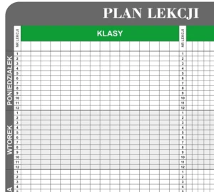 Plan lekcji T3 30 klas, 30 sal i 60 nauczycieli 230x100cm, magnetyczny suchościeralny