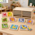 VIGA Puzzle drewniane 12 plansz po 4 puzzle w stojaku