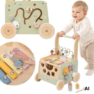 VIGA PolarB Drewniany Chodzik Pchacz Edukacyjny Sorter Ksylofon Kostka 12m