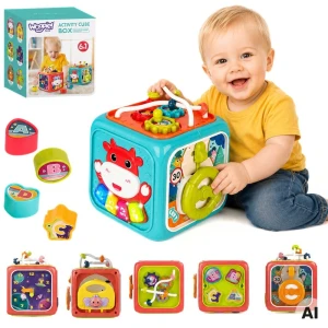 WOOPIE BABY Interaktywna Kostka Sensoryczna Edukacyjna Montessori Sorter 6w1