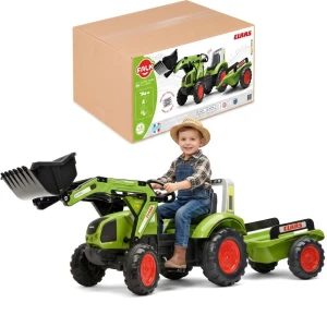 FALK Traktor na Pedały z Łyżką i Przyczepką Zielony CLAAS od 3 Lat