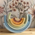 TOOKY TOY Pastelowa Układanka Drewniane Klocki Montessori Tęcza