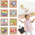 Viga Układanka drewniana Montessori puzzle magnetyczne edukacyjne pojazdy