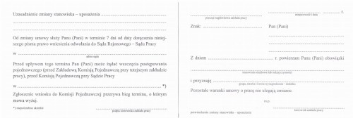 Potwierdzenie zmiany stanowiska - uposażenia