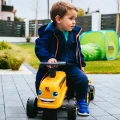 FALK Traktorek Jeździk JCB Pomarańczowy Z Przyczepką Łopatka Grabki
