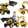FALK Traktor na Pedały Komatsu z Łyżką Koparką i Przyczepą 2-5 lat