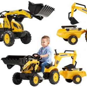 FALK Traktor na Pedały Komatsu z Łyżką Koparką i Przyczepą 2-5 lat