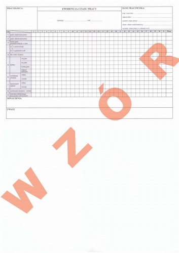 Ewidencja czasu pracy (miesięczna) A4