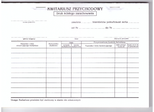 Kwitariusz przychodowy A5