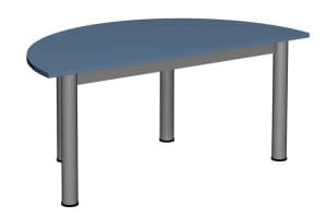 Stół szkolno-przedszkolny półokrągły 1200x600 mm, noga metalowa  fi 60mm