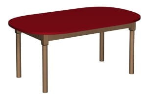 Stół szkolno-przedszkolny owalny 1200x700 mm, noga drewniana