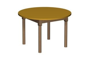 Stół szkolno-przedszkolny okrągły fi 900 mm, noga drewniana