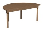 Stół szkolno-przedszkolny z półokrągłym blatem 1200x600, noga drewniana