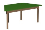 Stół szkolno-przedszkolny z blatem w kształcie trapezu 1400x700 mm, noga drewniana