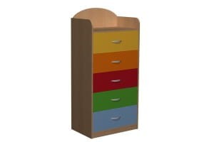 Szafka przedszkolna z 5 szufladami oraz nadstawką PRIMO 70