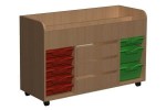 Szafka przedszkolna na artykuły plastyczne , na kółkach z pojemnikami  PRIMO 98