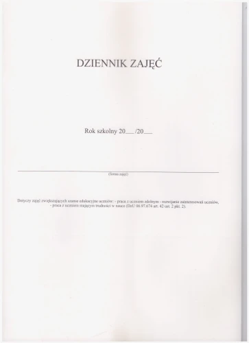 Dziennik zajęć nauczyciela - godziny dodatkowe (karciany)