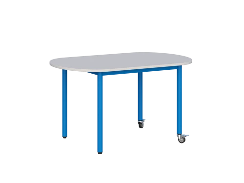 Stół MOBILNY szkolno-przedszkolny noga metalowa fi 40 owalny 1200x700 mm