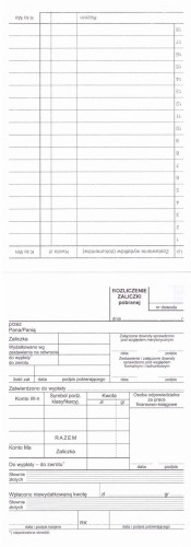 Rozliczenie zaliczki pobranej (A6 offset) bloczek , 100 kartek