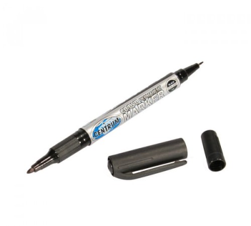  Marker czarny permanentny dwustronny. Grubość linii 2mm i 0,5mm (2907)