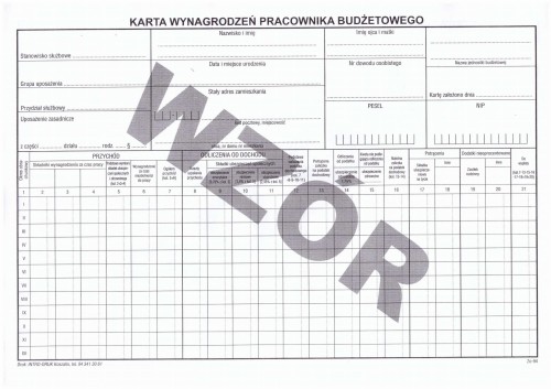 Karta wynagrodzeń pracownika budżetowego