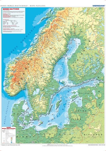 Kraje basenu Morza Bałtyckiego - mapa fizyczna
