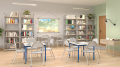 Regał szkolny biblioteczny (rama metalowa) dwustronny z przegrodą B
