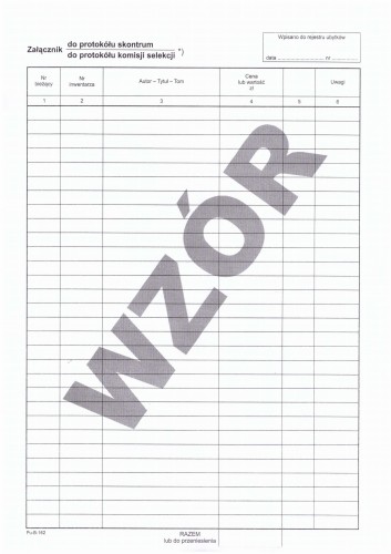 Załącznik do protokołu skontrum