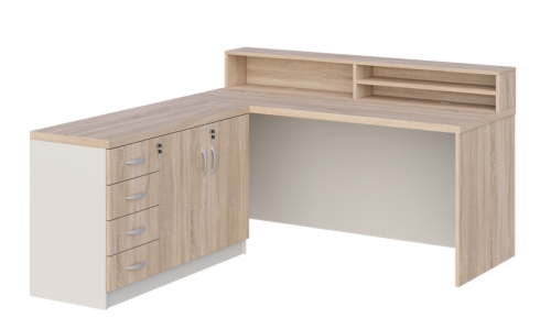 KUJAWIAK PREMIO ZESTAW 12 - Biurko z nadstawką dł. 1600 z komodą Nr 2