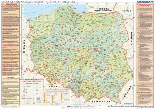 Mapa krajoznawcza Polski- historia i kultura / przyroda - dwustronna mapa ścienna