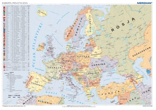 Mapa polityczna Europy (stan na 2019) - mapa ścienna