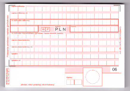 Polecenie przelewu - bloczek samokopia