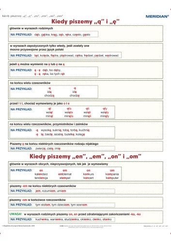 Pisownia wyrazów z ą, ę, en, em, on, om