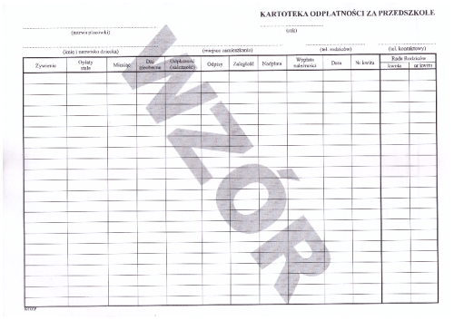 Kartoteka odpłatności za przedszkole