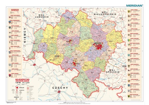 Woj. śląskie - ścienna mapa administracyjno - samochodowa