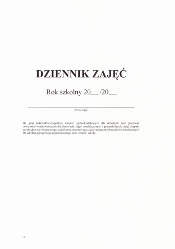 Dziennik zajęć dodatkowych i kursów (I)