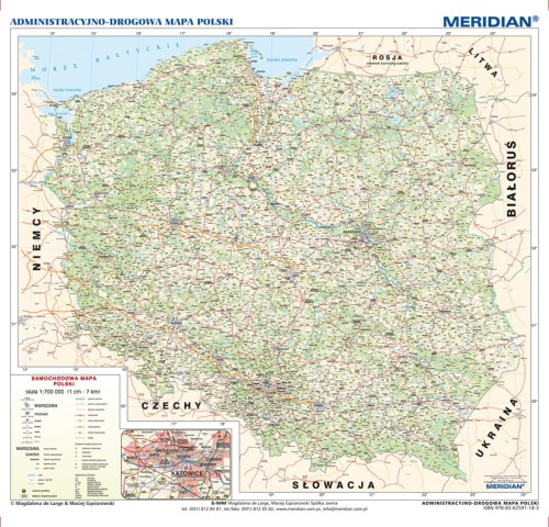 Administracyjno-drogowa mapa Polski (stan na 2019)