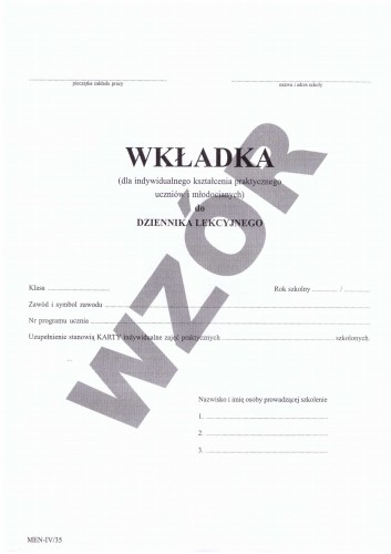 Wkładka do dziennika lekcyjnego